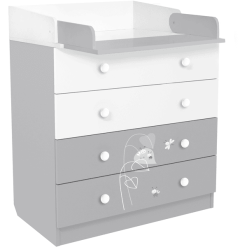 Polini Kids Mueble Cambiador French Amis 1580 Blanco-gris -Roban Comercio polini kids mueble cambiador french amis 1580 blanco gris a272382 3